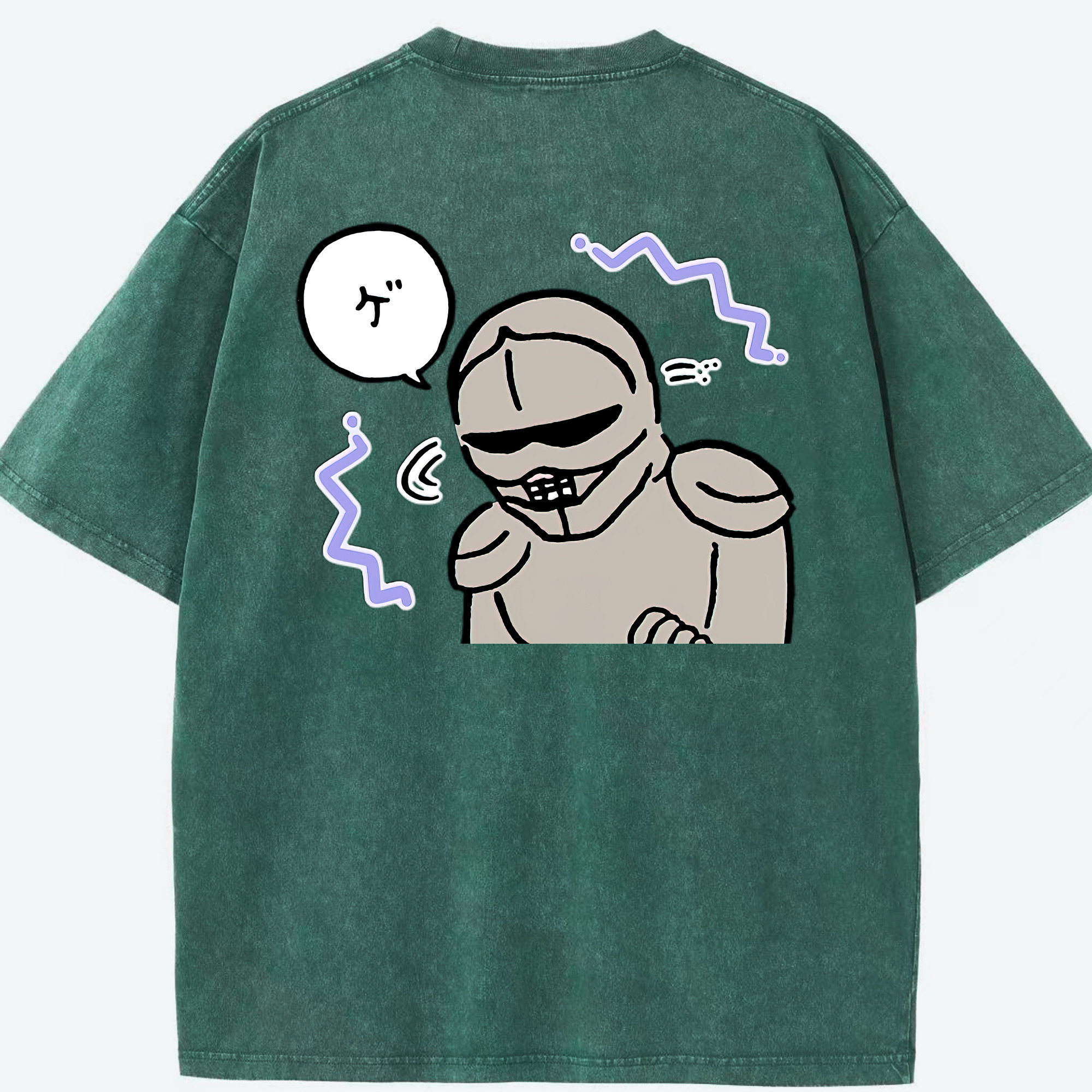 （画像用） ちいかわ 労働の鎧さん Chii-kawa Mr. Armor of Labor 綿100% ヴィンテージ風 半袖Tシャツ（背面プリント）